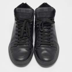 Louis Vuitton Black Leather and Damier Graphite Canvas High Top Sneakers Size 39