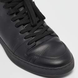 Louis Vuitton Black Leather and Damier Graphite Canvas High Top Sneakers Size 39