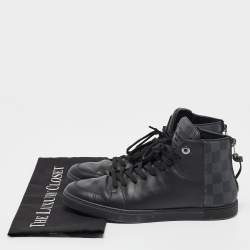 Louis Vuitton Black Leather and Damier Graphite Canvas High Top Sneakers Size 39