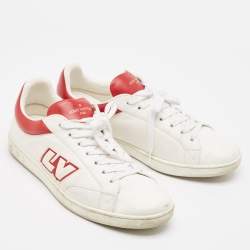 Louis Vuitton White/Red Leather Luxembourg Sneakers Size 42