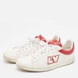 Louis Vuitton White/Red Leather Luxembourg Sneakers Size 42