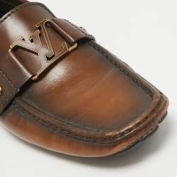 Pre Owned Louis Vuitton Brown Leather Monte Carlo Loafers Size 42