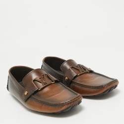 Pre Owned Louis Vuitton Brown Leather Monte Carlo Loafers Size 42
