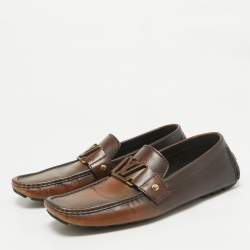 Pre Owned Louis Vuitton Brown Leather Monte Carlo Loafers Size 42