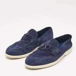 Pre Owned حذاء لوفرز لوي فيتون سويدي أزرق بحري مقاس 40