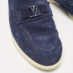 Pre Owned حذاء لوفرز لوي فيتون سويدي أزرق بحري مقاس 40
