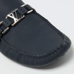 Louis Vuitton Navy Blue Leather Hockenheim Loafers Size 44.5