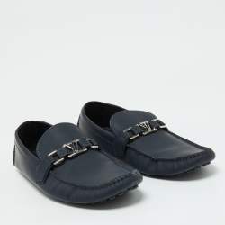 Louis Vuitton Navy Blue Leather Hockenheim Loafers Size 44.5