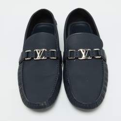 Louis Vuitton Navy Blue Leather Hockenheim Loafers Size 44.5