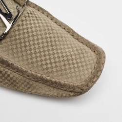 Louis Vuitton Grey Suede Damier Ebene Check Monte Carlo Loafers Size 42