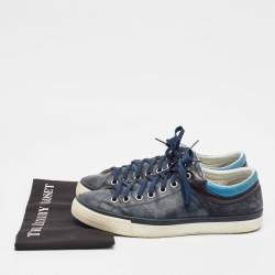 Louis Vuitton Blue/Grey Canvas and Suede Rivoli Low Top Sneakers Size 43