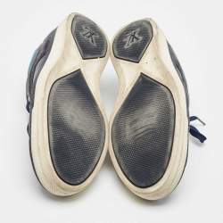 Louis Vuitton Blue/Grey Canvas and Suede Rivoli Low Top Sneakers Size 43