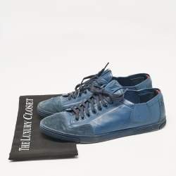 Louis Vuitton Blue Leather and Suede Low Top Sneakers Size 43