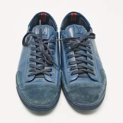 Louis Vuitton Blue Leather and Suede Low Top Sneakers Size 43