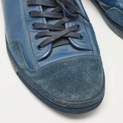 Louis Vuitton Blue Leather and Suede Low Top Sneakers Size 43