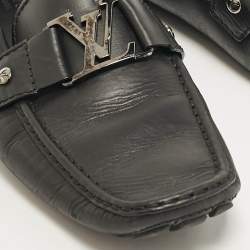Louis Vuitton Black Leather Monte Carlo Slip On Loafers Size 42
