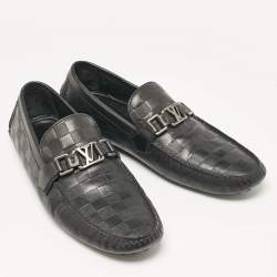 Louis Vuitton Black Leather Monte Carlo Slip On Loafers Size 43