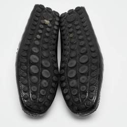 Pre Owned Louis Vuitton Black Damier Embossed Leather Tassel Bow Loafers Size 43.5