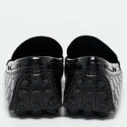 Pre Owned Louis Vuitton Black Damier Embossed Leather Tassel Bow Loafers Size 43.5