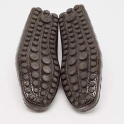Louis Vuitton Brown  Damier Leather Bow Slip On Loafers Size 43.5