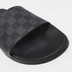 Louis Vuitton Black/Grey Rubber Graphite Waterfront Flat Slides Size 45