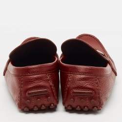 Louis Vuitton Burgundy Leather Hockenheim Loafers Size 44