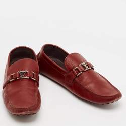 Louis Vuitton Burgundy Leather Hockenheim Loafers Size 44