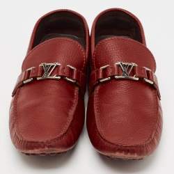 Louis Vuitton Burgundy Leather Hockenheim Loafers Size 44