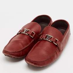 Louis Vuitton Burgundy Leather Hockenheim Loafers Size 44