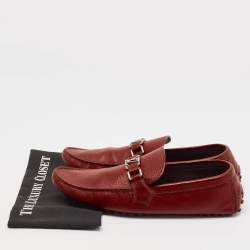 Louis Vuitton Burgundy Leather Hockenheim Loafers Size 44