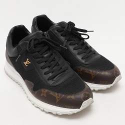 Louis Vuitton Black/Brown Monogram Canvas and Leather Run Away Low Top Sneakers Size 41