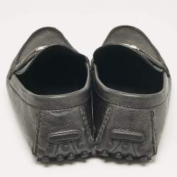 Louis Vuitton Black Leather Taiga Hockenheim Slip On Loafers Size 43