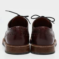 Louis Vuitton Brown Brogue Leather Wingtip Lace Up Derby Size 43.5