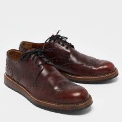 Louis Vuitton Brown Brogue Leather Wingtip Lace Up Derby Size 43.5