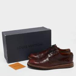 Louis Vuitton Brown Brogue Leather Wingtip Lace Up Derby Size 43.5