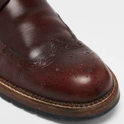 Louis Vuitton Brown Brogue Leather Wingtip Lace Up Derby Size 43.5