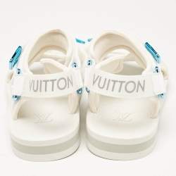 Louis Vuitton White Fabric Panama Flat Sandals Size 42