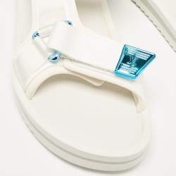 Louis Vuitton White Fabric Panama Flat Sandals Size 42
