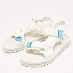 Louis Vuitton White Fabric Panama Flat Sandals Size 42