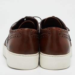 Louis Vuitton Brown Leather Lace Up Oxford Sneakers Size 42