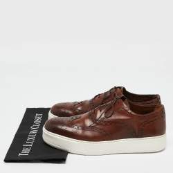 Louis Vuitton Brown Leather Lace Up Oxford Sneakers Size 42
