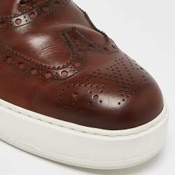 Louis Vuitton Brown Leather Lace Up Oxford Sneakers Size 42