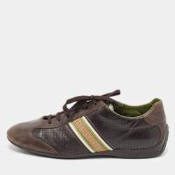 Louis Vuitton Brown Perforated Leather Low Top Sneakers Size 42.5 