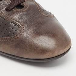 Louis Vuitton Brown Perforated Leather Low Top Sneakers Size 42.5 