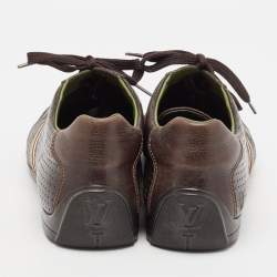 Louis Vuitton Brown Perforated Leather Low Top Sneakers Size 42.5 