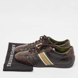 Louis Vuitton Brown Perforated Leather Low Top Sneakers Size 42.5 