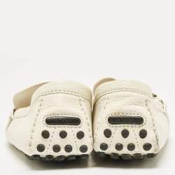 Pre Owned Louis Vuitton Cream Leather Hockenheim Loafers Size 43