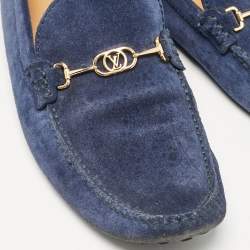 Louis Vuitton Blue Suede Slip On Loafers Size 43.5