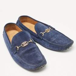 Louis Vuitton Blue Suede Slip On Loafers Size 43.5