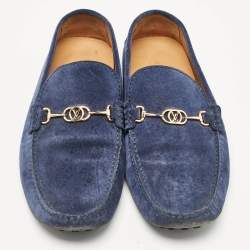 Louis Vuitton Blue Suede Slip On Loafers Size 43.5